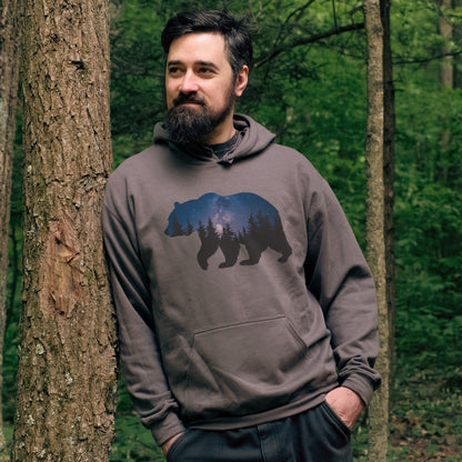 Bear Night Silhouette Hoodie Adventure and Outdoors Themed Hoodie