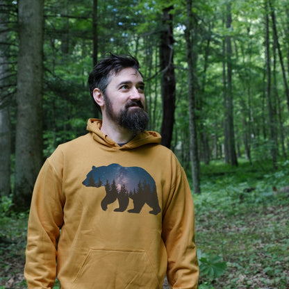 Bear Night Silhouette Hoodie Adventure and Outdoors Themed Hoodie