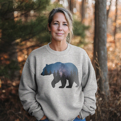 Bear Night Silhouette Crewneck Sweatshirt Adventure and Outdoors Themed Sweatshirt
