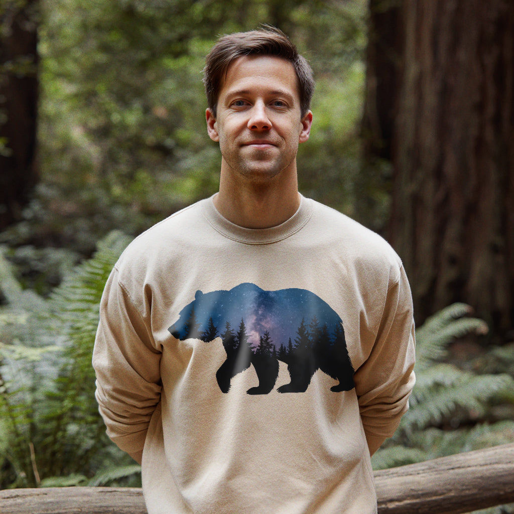 Bear Night Silhouette Crewneck Sweatshirt Adventure and Outdoors Themed Sweatshirt
