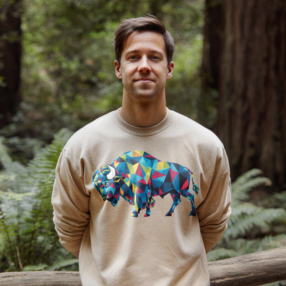 Buffalo Mosaic Crewneck Sweatshirt Adventure and Outdoors Themed Sweatshirt