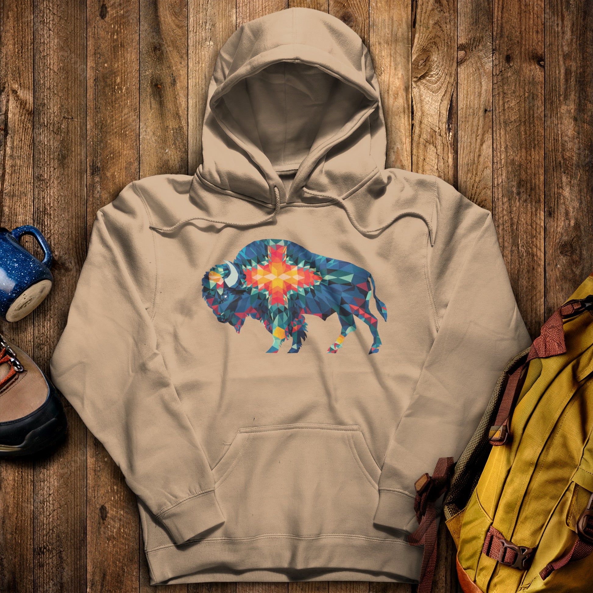Buffalo Southwestern Mosaic Hoodie Sand Adventure and Outdoors Themed Hoodie