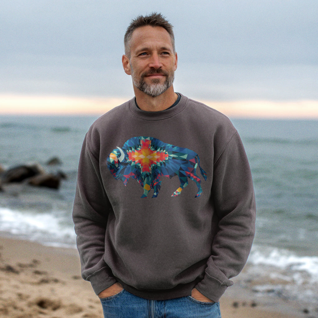 Buffalo Southwestern Mosaic Crewneck Sweatshirt Adventure and Outdoors Themed Sweatshirt