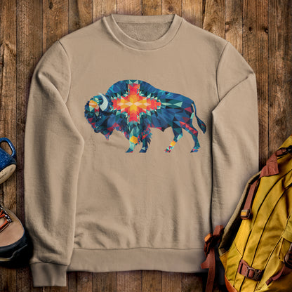 Buffalo Southwestern Mosaic Crewneck Sweatshirt Sand Adventure and Outdoors Themed Sweatshirt