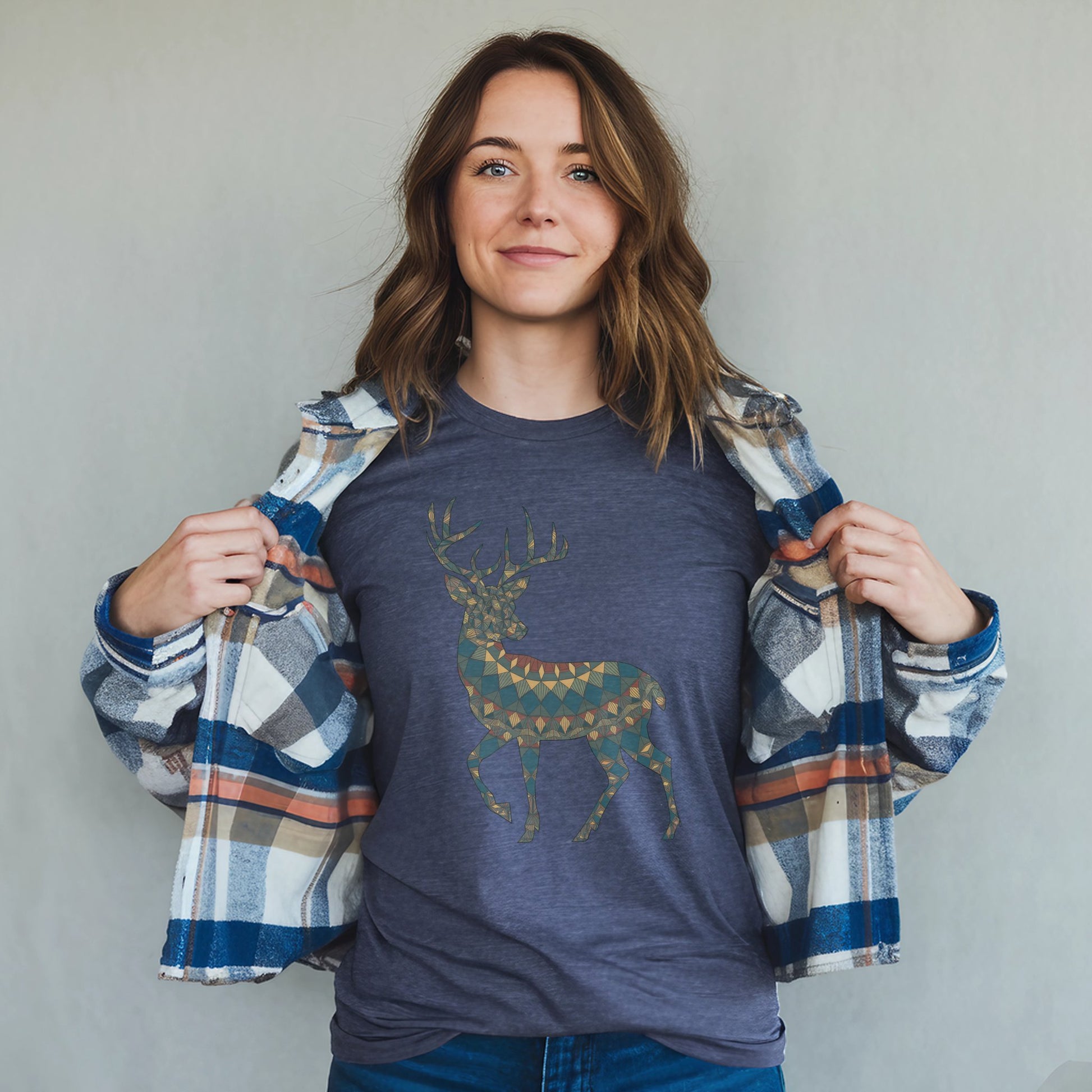 Deer Southwestern Mosaic T-Shirt Adventure and Outdoors Themed T-Shirt