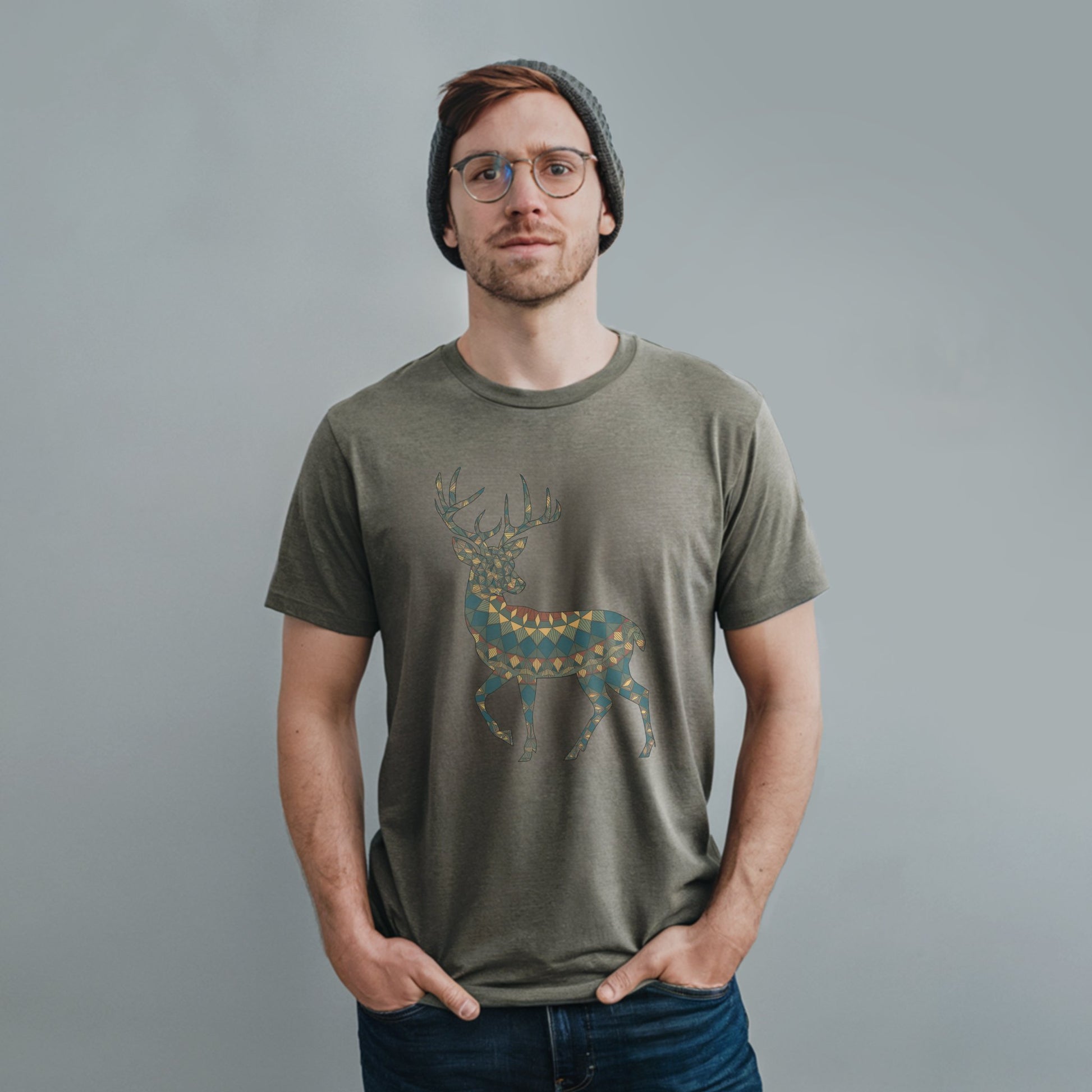 Deer Southwestern Mosaic T-Shirt Adventure and Outdoors Themed T-Shirt