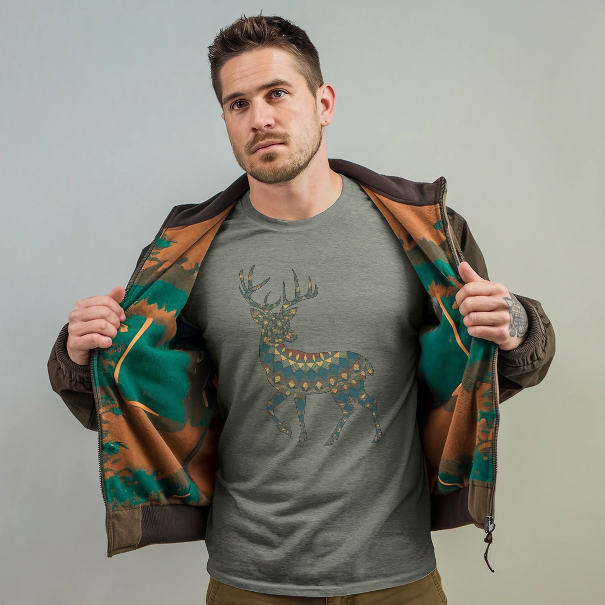 Deer Southwestern Mosaic T-Shirt Adventure and Outdoors Themed T-Shirt