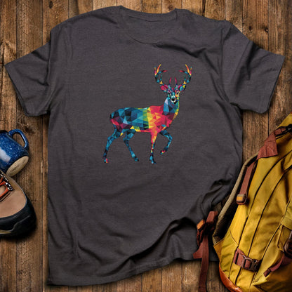 Deer Mosaic T-Shirt Dark Heather Adventure and Outdoors Themed T-Shirt