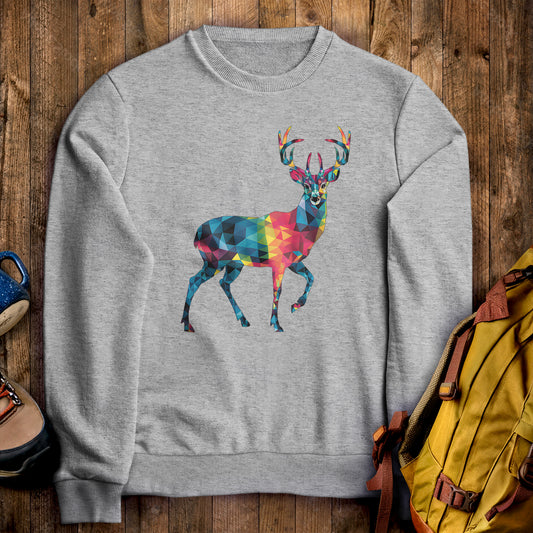 Deer Mosaic Crewneck Sweatshirt Sport Grey Adventure and Outdoors Themed Sweatshirt