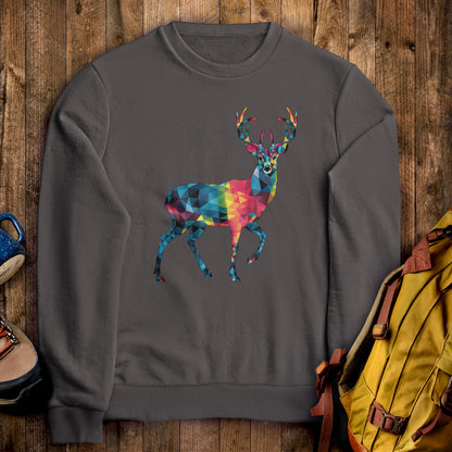 Deer Mosaic Crewneck Sweatshirt Charcoal Adventure and Outdoors Themed Sweatshirt