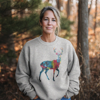 Deer Mosaic Crewneck Sweatshirt Adventure and Outdoors Themed Sweatshirt
