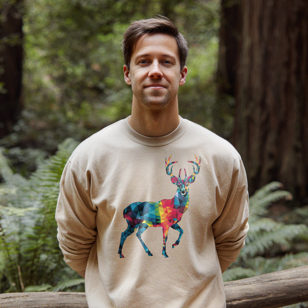 Deer Mosaic Crewneck Sweatshirt Adventure and Outdoors Themed Sweatshirt