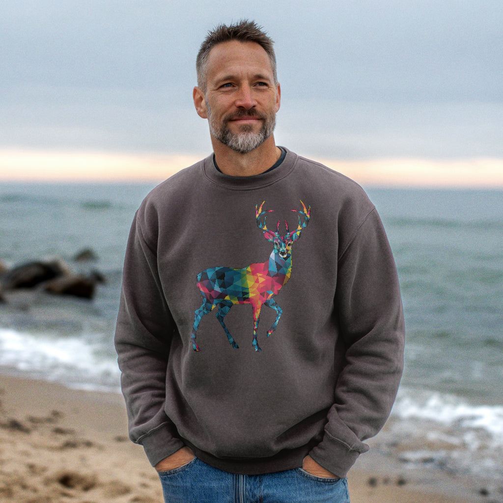 Deer Mosaic Crewneck Sweatshirt Adventure and Outdoors Themed Sweatshirt