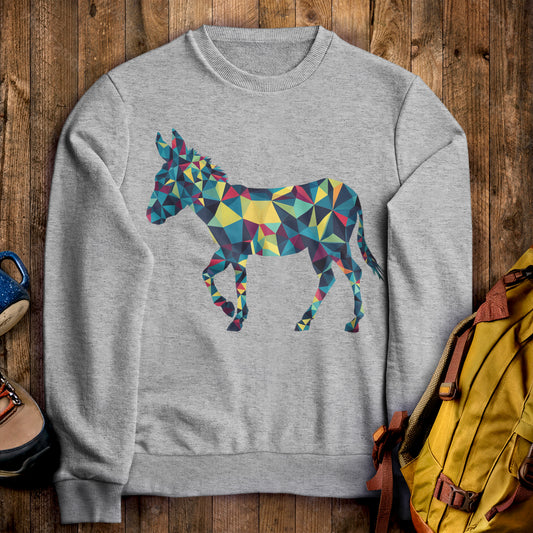 Wild Burro Mosaic Crewneck Sweatshirt Sport Grey Adventure and Outdoors Themed Sweatshirt