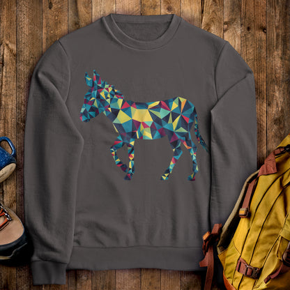 Wild Burro Mosaic Crewneck Sweatshirt Charcoal Adventure and Outdoors Themed Sweatshirt