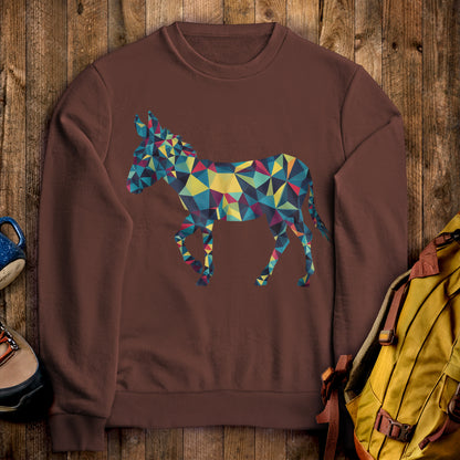 Wild Burro Mosaic Crewneck Sweatshirt Cocoa Adventure and Outdoors Themed Sweatshirt