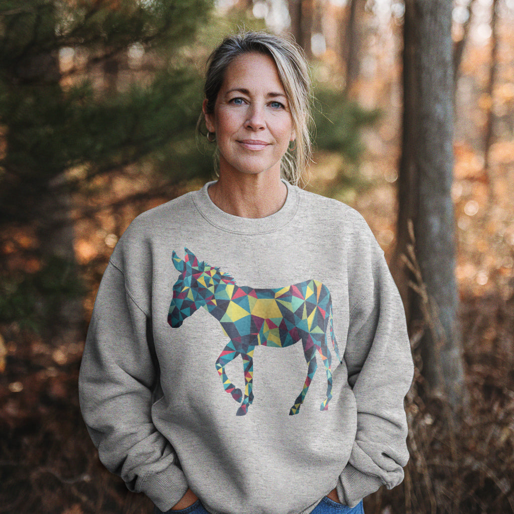 Wild Burro Mosaic Crewneck Sweatshirt Adventure and Outdoors Themed Sweatshirt