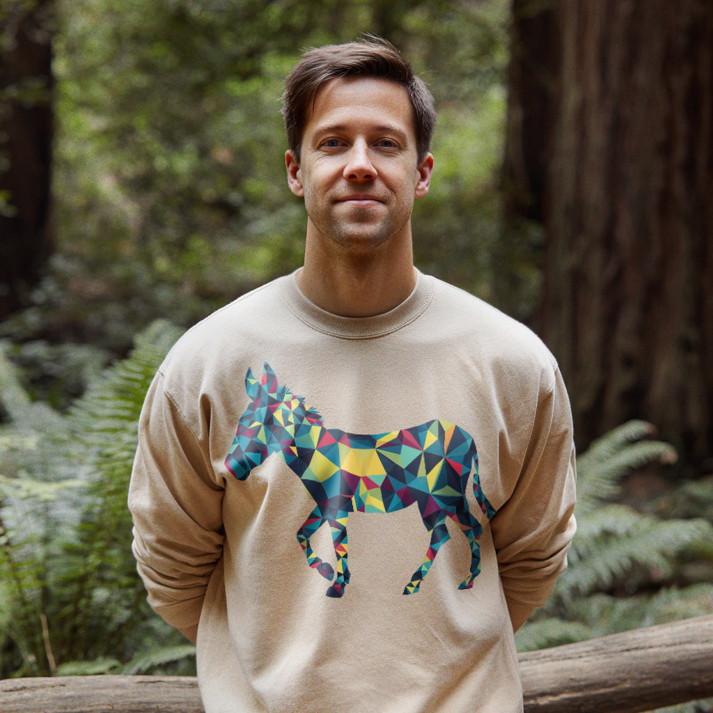 Wild Burro Mosaic Crewneck Sweatshirt Adventure and Outdoors Themed Sweatshirt