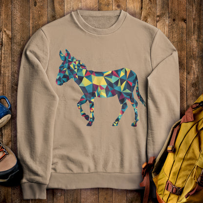 Wild Burro Mosaic Crewneck Sweatshirt Sand Adventure and Outdoors Themed Sweatshirt