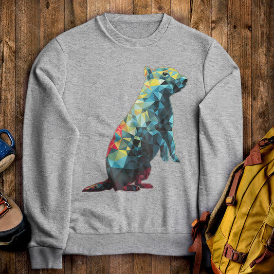 Prairie Dog Mosaic Crewneck Sweatshirt Sport Grey Adventure and Outdoors Themed Sweatshirt