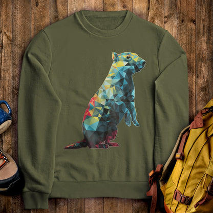 Prairie Dog Mosaic Crewneck Sweatshirt Military Green Adventure and Outdoors Themed Sweatshirt