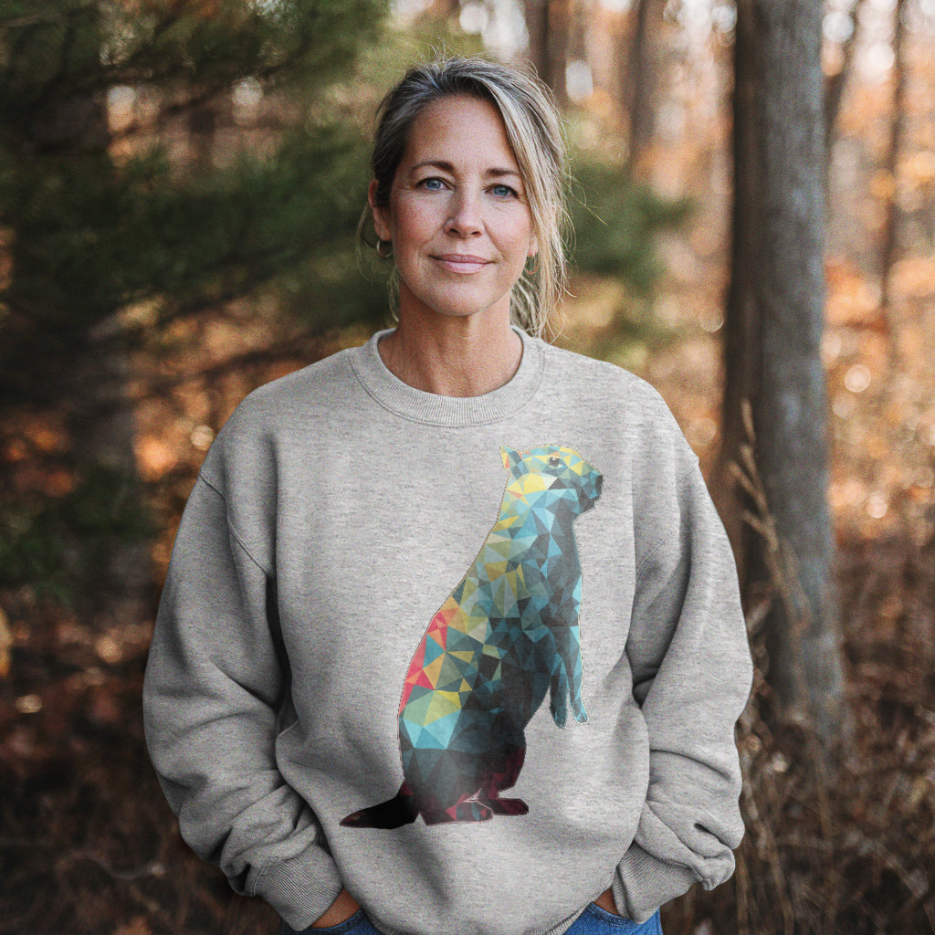 Prairie Dog Mosaic Crewneck Sweatshirt Adventure and Outdoors Themed Sweatshirt