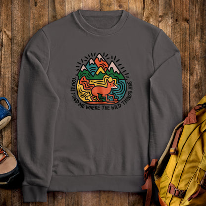 You'll Find Me Crewneck Sweatshirt Charcoal Adventure and Outdoors Themed Sweatshirt