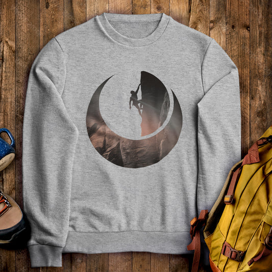 Rock Climber Silhouette Crewneck Sweatshirt Sport Grey Adventure and Outdoors Themed Sweatshirt