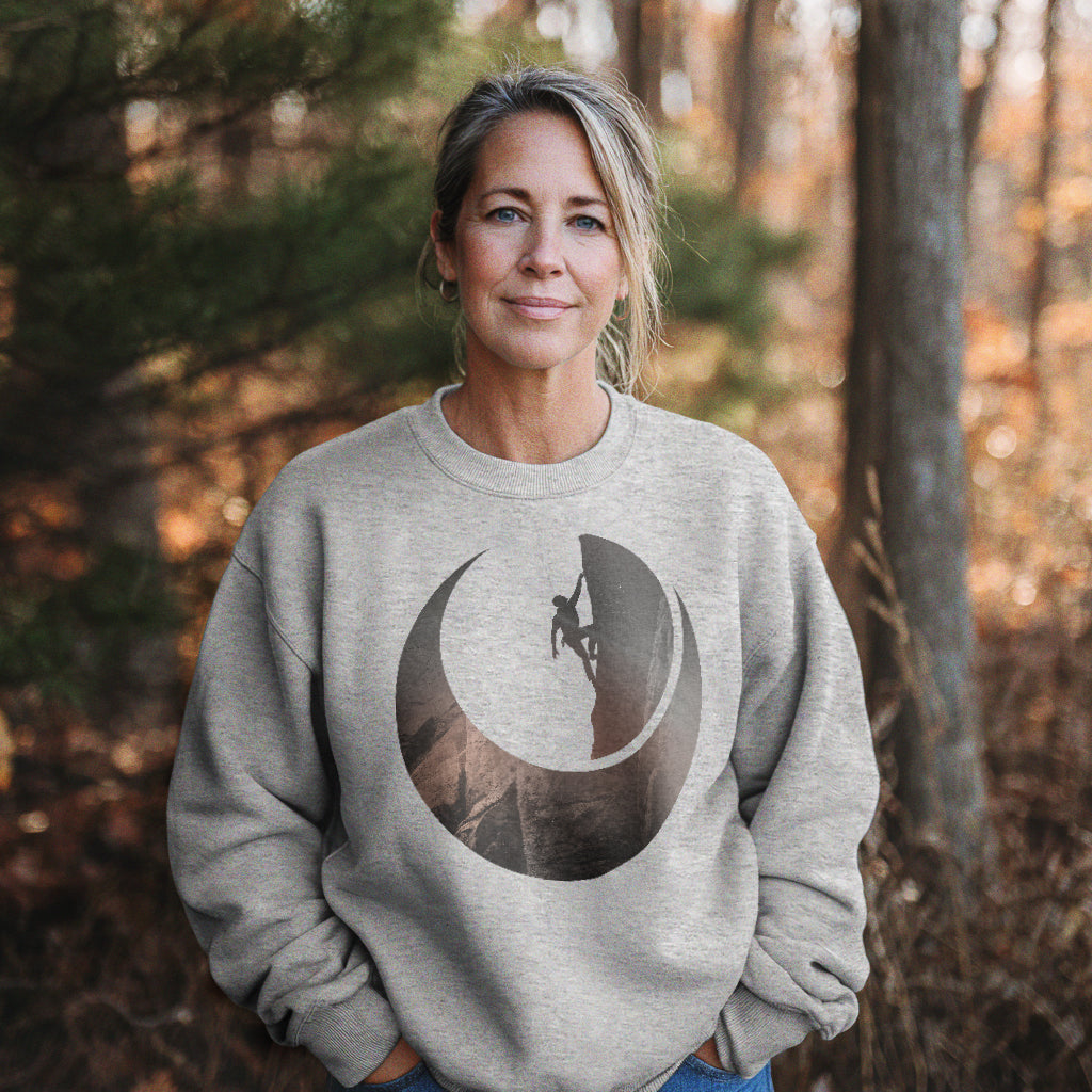 Rock Climber Silhouette Crewneck Sweatshirt Adventure and Outdoors Themed Sweatshirt