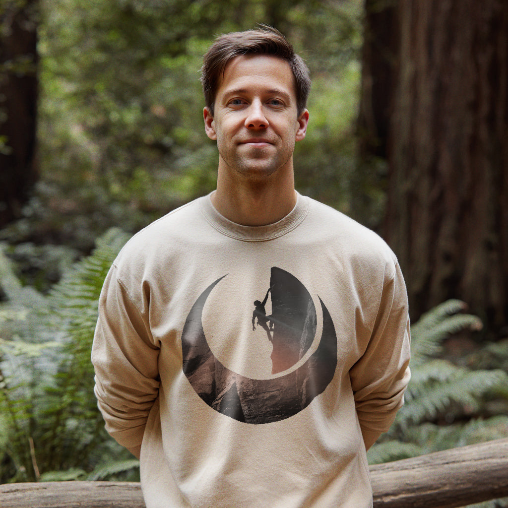 Rock Climber Silhouette Crewneck Sweatshirt Adventure and Outdoors Themed Sweatshirt