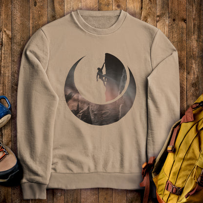Rock Climber Silhouette Crewneck Sweatshirt Sand Adventure and Outdoors Themed Sweatshirt