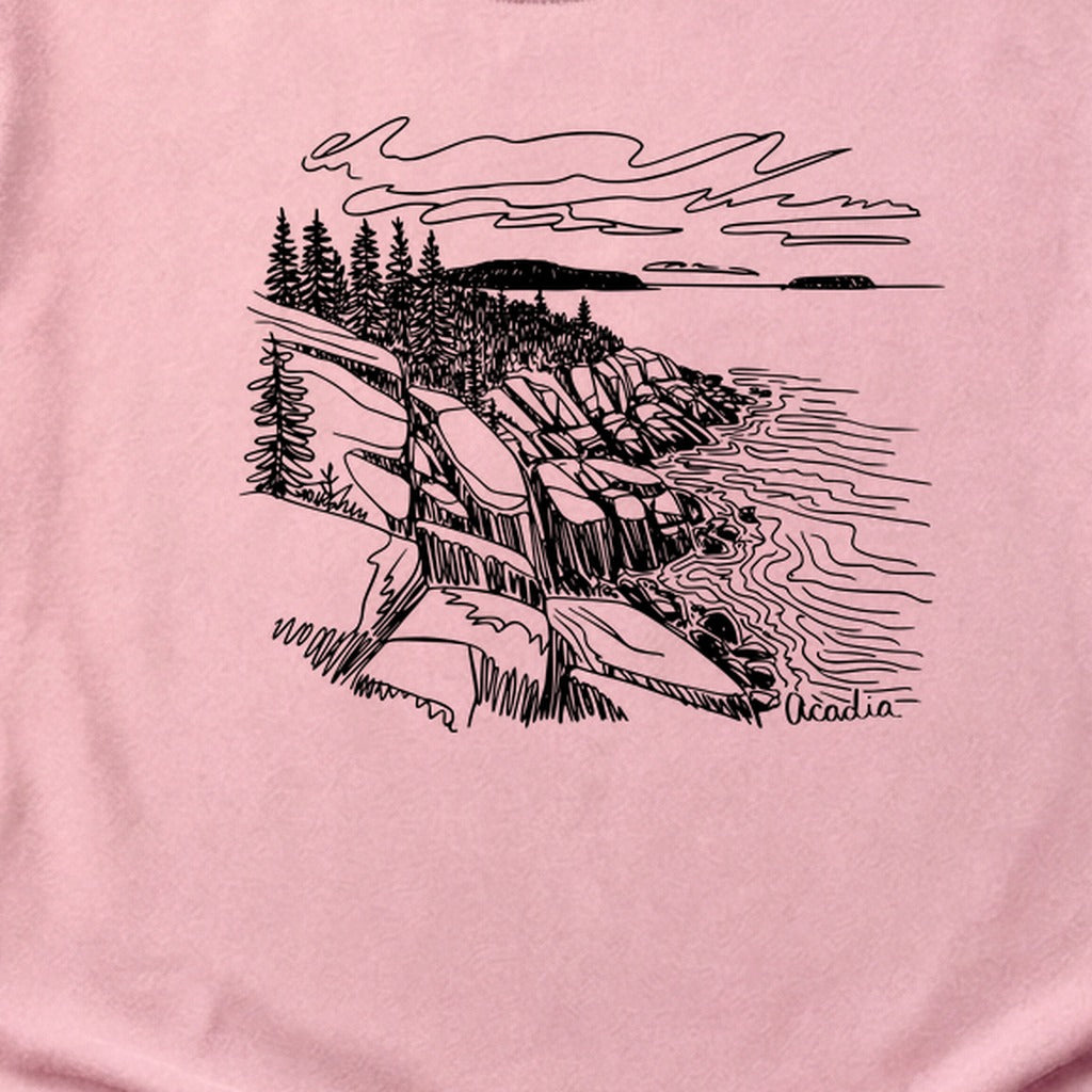 Acadia Line Drawing Cotton T-Shirt