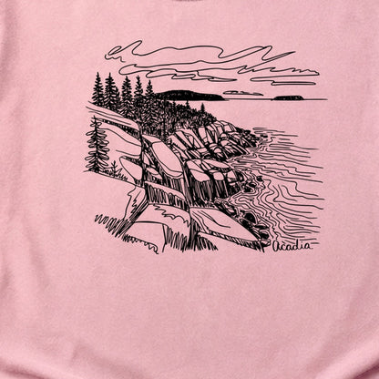 Acadia Line Drawing Cotton T-Shirt