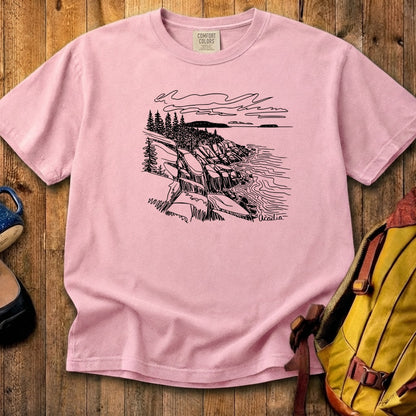 Acadia Line Drawing Cotton T-Shirt