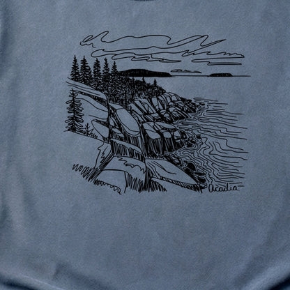 Acadia Line Drawing Cotton T-Shirt