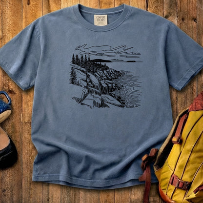 Acadia Line Drawing Cotton T-Shirt