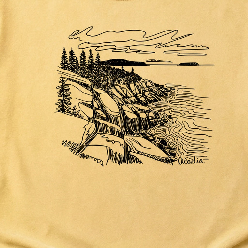 Acadia Line Drawing Cotton T-Shirt