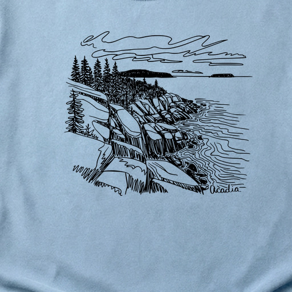 Acadia Line Drawing Cotton T-Shirt