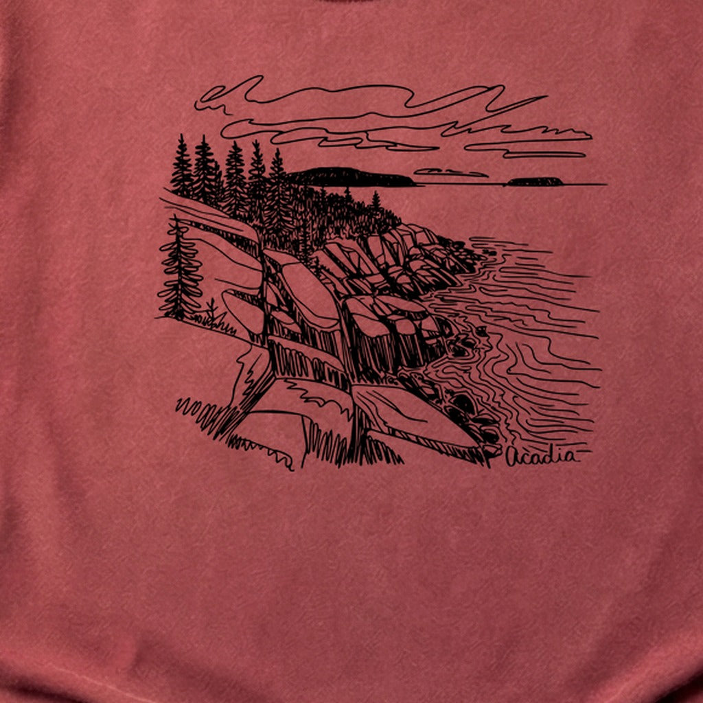 Acadia Line Drawing Cotton T-Shirt