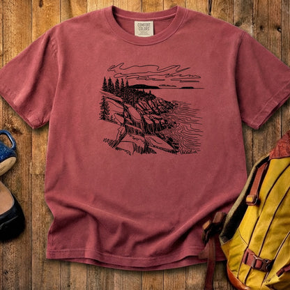 Acadia Line Drawing Cotton T-Shirt