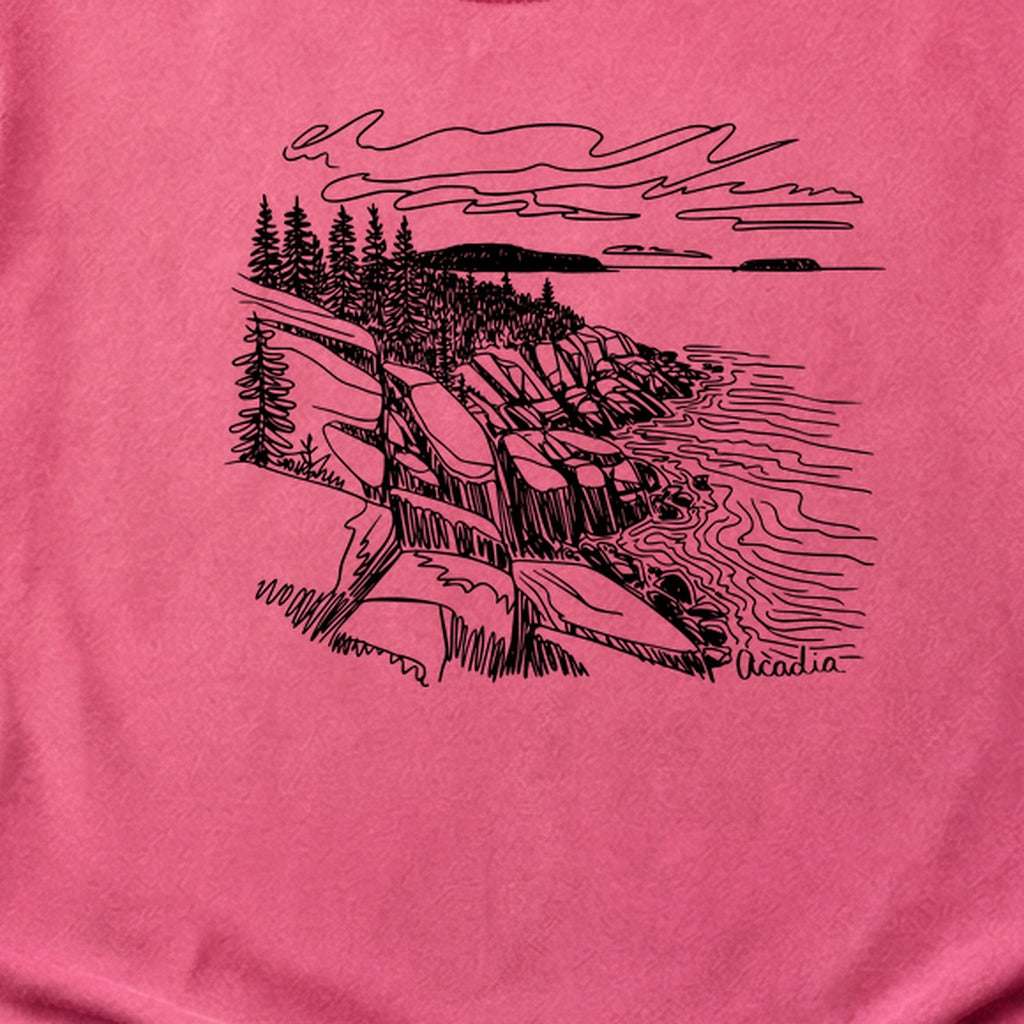 Acadia Line Drawing Cotton T-Shirt