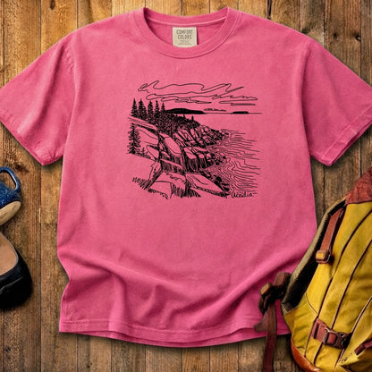 Acadia Line Drawing Cotton T-Shirt