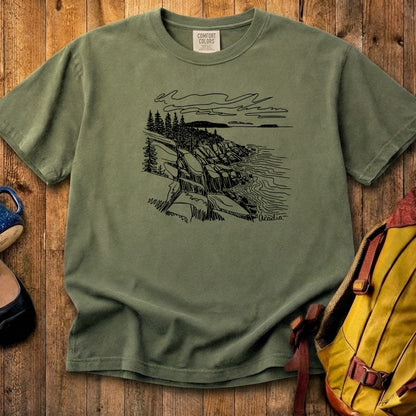 Acadia Line Drawing Cotton T-Shirt
