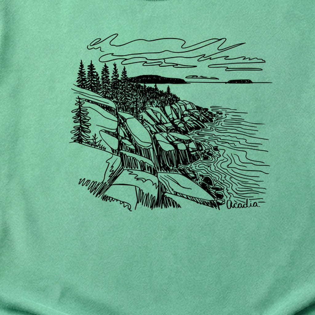 Acadia Line Drawing Cotton T-Shirt