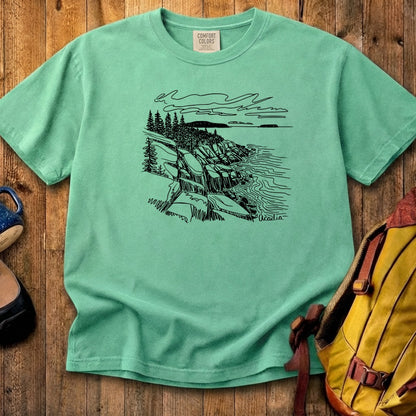 Acadia Line Drawing Cotton T-Shirt