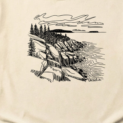 Acadia Line Drawing Cotton T-Shirt
