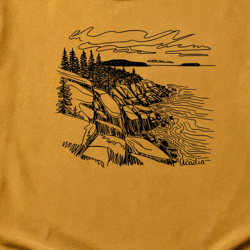 Acadia Line Drawing Cotton T-Shirt