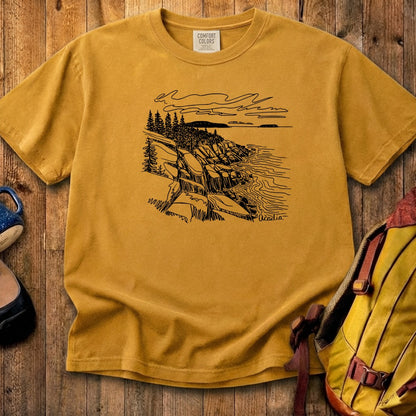Acadia Line Drawing Cotton T-Shirt