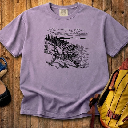Acadia Line Drawing Cotton T-Shirt