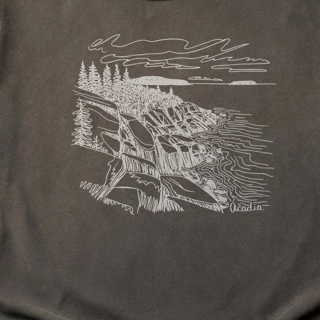 Acadia Line Drawing Cotton T-Shirt